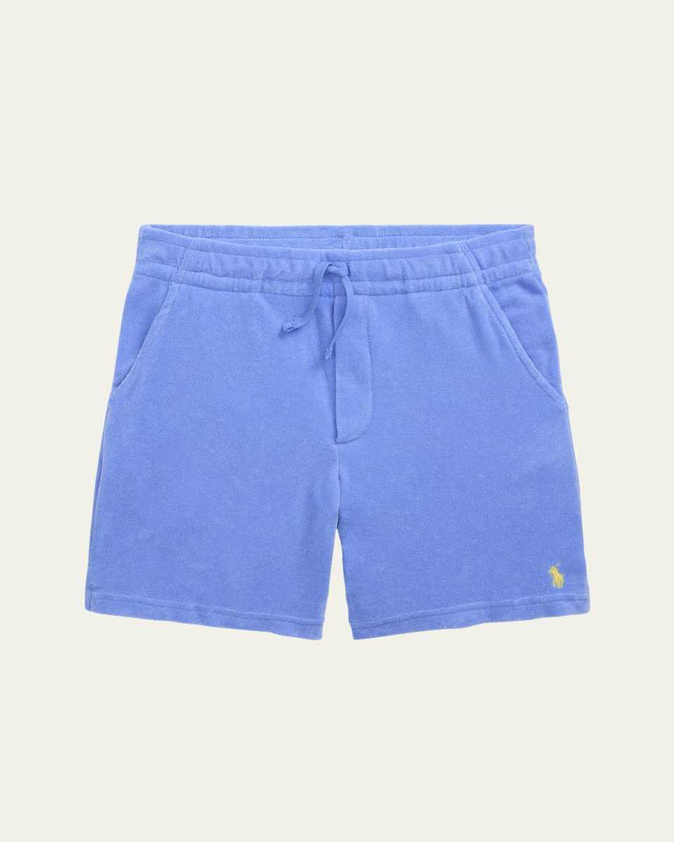 Boy's Terry Embroidered Polo Shorts, Size S-